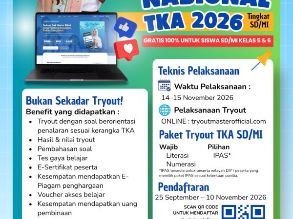 MTs Miftahunnajah Gelar Try Out Nasional TKA Gratis untuk Siswa Kelas 5–6 SD/MI, Hadiah Beasiswa Pendidikan Rp25 Juta!
